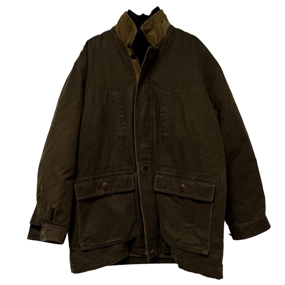 Rainforest Brown Canvas and Leather Field Jacket Coat Men’s Size XL